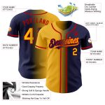 Custom Name and Number Navy Gold-Red Authentic Gradient Baseball Jersey - Personalized Fashion Jersey Personalized Navy Gold-Red