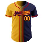 Custom Name and Number Navy Gold-Red Authentic Gradient Baseball Jersey - Personalized Fashion Jersey Personalized Navy Gold-Red