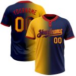 Custom Name Number Unisex Softball Jersey - Personalized Gradient Navy Gold-Red Two-Button Fashion Team Personalized Navy