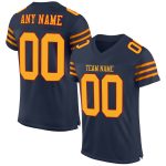 Personalized Authentic Football Jersey in Navy with Gold and Red Mesh Personalized Navy Gold-Red Mesh Authentic Football