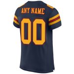 Custom Name and Number Personalized Navy Gold-Red Football Jersey - Authentic Mesh Team Jersey Personalized Navy Gold-Red