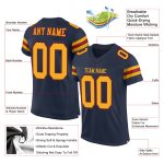 Custom Name and Number Personalized Navy Gold-Red Football Jersey - Authentic Mesh Team Jersey Personalized Navy Gold-Red
