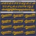 Custom Team Name Number Jersey - Personalized Navy Gold-Royal Authentic Throwback Baseball Jersey Personalized Navy Gold-Royal