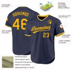 Custom Team Name Number Jersey - Personalized Navy Gold-Royal Authentic Throwback Baseball Jersey Personalized Navy Gold-Royal