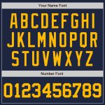 Custom Navy Gold Two-Button Unisex Softball Jersey with Personal Name and Number Personalized Navy Gold Two-Button Unisex