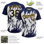 Custom Name and Number Unisex Softball Jersey - Personalized Navy Gold-White 3D Abstract Pattern with Two-Button Design Personalized