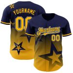 Custom Name Number Twinkle Star Baseball Jersey - Personalized Navy Gold-White 3D Gradient Design Team Apparel Personalized