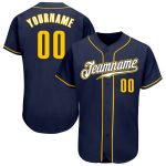 Personalized Authentic Baseball Jersey in Navy with Gold and White Accents Personalized Navy Gold-White Authentic Baseball