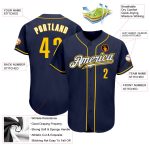 Personalized Authentic Baseball Jersey in Navy with Gold and White Accents Personalized Navy Gold-White Authentic Baseball