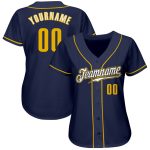 Personalized Authentic Baseball Jersey in Navy with Gold and White Accents Personalized Navy Gold-White Authentic Baseball
