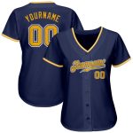Custom Name Number Personalized Baseball Jersey Navy Gold White Authentic Personalized Navy Gold-White Authentic Baseball