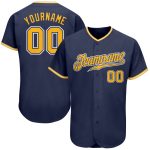 Custom Name Number Personalized Baseball Jersey Navy Gold White Authentic Personalized Navy Gold-White Authentic Baseball