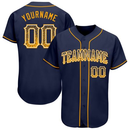 Custom Name and Number Baseball Jersey - Personalized Navy Gold-White Authentic Drift Fashion Clothing Personalized Navy