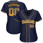 Custom Name and Number Baseball Jersey - Personalized Navy Gold-White Authentic Drift Fashion Clothing Personalized Navy