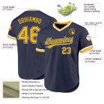Custom Personalized Baseball Jersey - Navy Gold-White Authentic Throwback with Team Name and Number Personalized Navy Gold-White