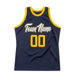 Personalized Authentic Navy Gold-White Basketball Jersey - Custom Throwback Style Personalized Navy Gold-White Authentic