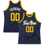 Personalized Authentic Navy Gold-White Basketball Jersey - Custom Throwback Style Personalized Navy Gold-White Authentic