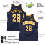 Custom Name Number Personalized Throwback Basketball Jersey - Navy Gold White Authentic Team Jersey Personalized Navy Gold-White