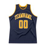 Custom Name Number Personalized Throwback Basketball Jersey - Navy Gold White Authentic Team Jersey Personalized Navy Gold-White