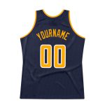 Custom Name Number Personalized Throwback Basketball Jersey - Navy Gold White Authentic Team Jersey Personalized Navy Gold-White