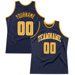 Custom Name Number Personalized Throwback Basketball Jersey - Navy Gold White Authentic Team Jersey Personalized Navy Gold-White