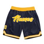 Personalized Authentic Basketball Shorts in Navy Gold and White - Throwback Style Personalized Navy Gold-White Authentic