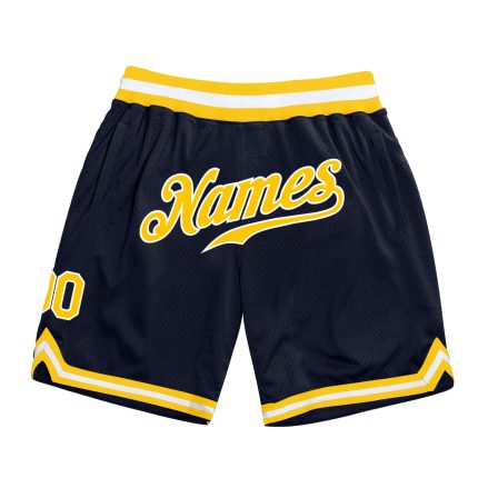 Custom Name Number Throwback Basketball Shorts - Personalized Navy Gold-White Authentic Team Design Personalized Navy Gold-White