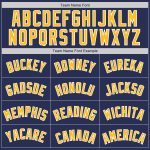 Personalized Authentic Navy Gold-White Throwback Rib-Knit Baseball Jersey Shirt Personalized Navy Gold-White Authentic Throwback