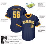 Personalized Authentic Navy Gold-White Throwback Rib-Knit Baseball Jersey Shirt Personalized Navy Gold-White Authentic Throwback