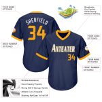 Customizable Navy Gold-White Authentic Throwback Baseball Jersey Shirt with Personalized Name & Number Personalized Navy