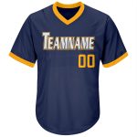 Customizable Navy Gold-White Authentic Throwback Baseball Jersey Shirt with Personalized Name & Number Personalized Navy