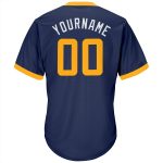 Customizable Navy Gold-White Authentic Throwback Baseball Jersey Shirt with Personalized Name & Number Personalized Navy