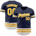 Custom Name and Number Personalized Navy Gold White Baseball Jersey - Authentic Team Apparel Personalized Navy Gold-White