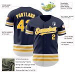 Custom Name and Number Personalized Navy Gold White Baseball Jersey - Authentic Team Apparel Personalized Navy Gold-White