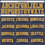 Custom Name and Number Salute to Service T-Shirt - Personalized Navy Gold-White Long Sleeve Performance Tee Personalized