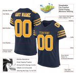 Personalized Authentic Football Jersey - Navy Gold White Mesh Design Personalized Navy Gold-White Mesh Authentic Football