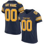 Custom Personalized Football Jersey - Navy Gold-White Mesh Team Name & Number Authentic Personalized Navy Gold-White Mesh