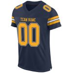 Custom Personalized Football Jersey - Navy Gold-White Mesh Team Name & Number Authentic Personalized Navy Gold-White Mesh