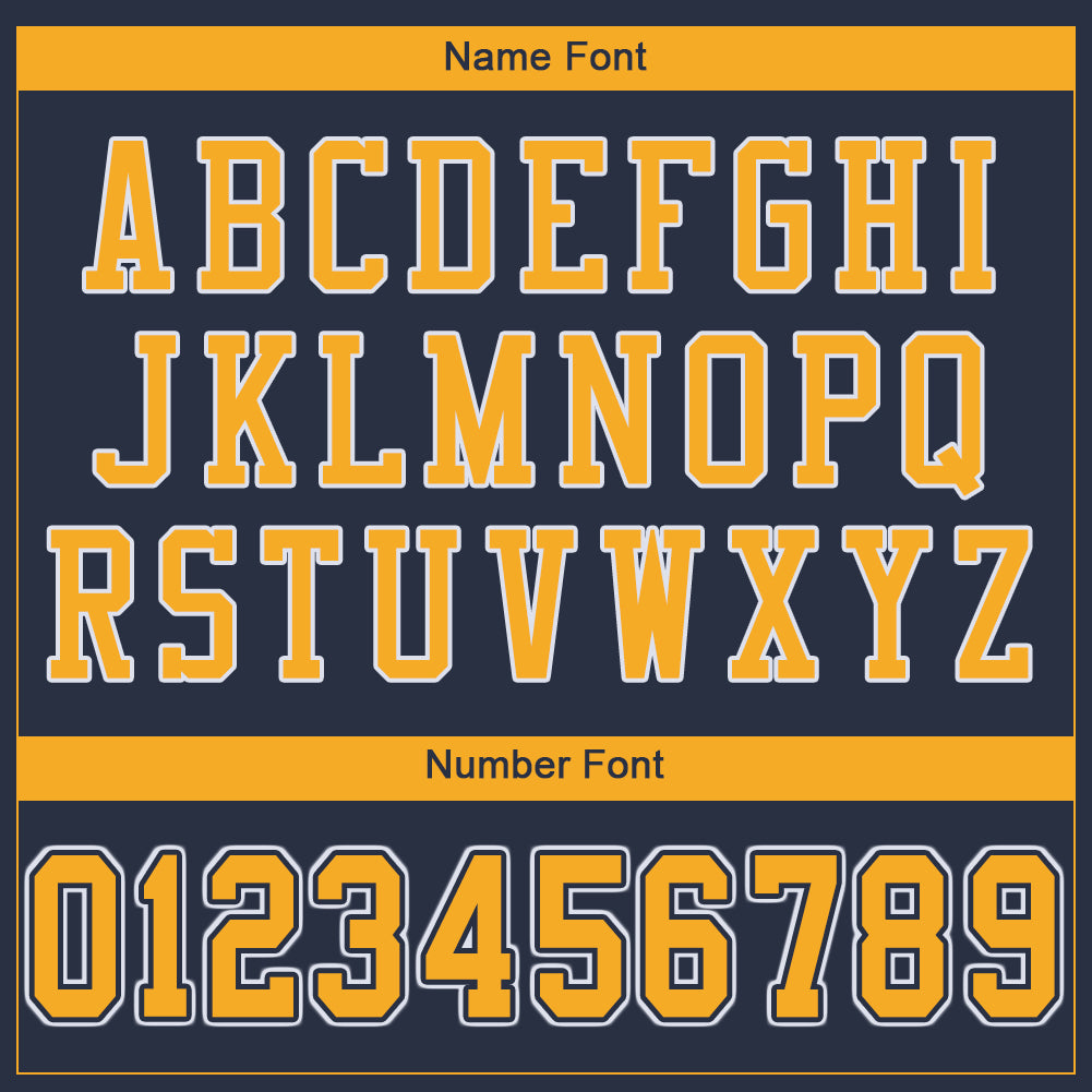 Personalized Navy Gold-White Mesh Authentic Football Jersey Team Custom Name and Number Custom Personalized Football Jersey - Navy Gold-White Mesh Team Name & Number Authentic Personalized Navy Gold-White Mesh - Image 5