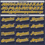 Custom Name Number Personalized Navy Gold-White Mesh Baseball Jersey Authentic Throwback Team Apparel Personalized Navy Gold-White