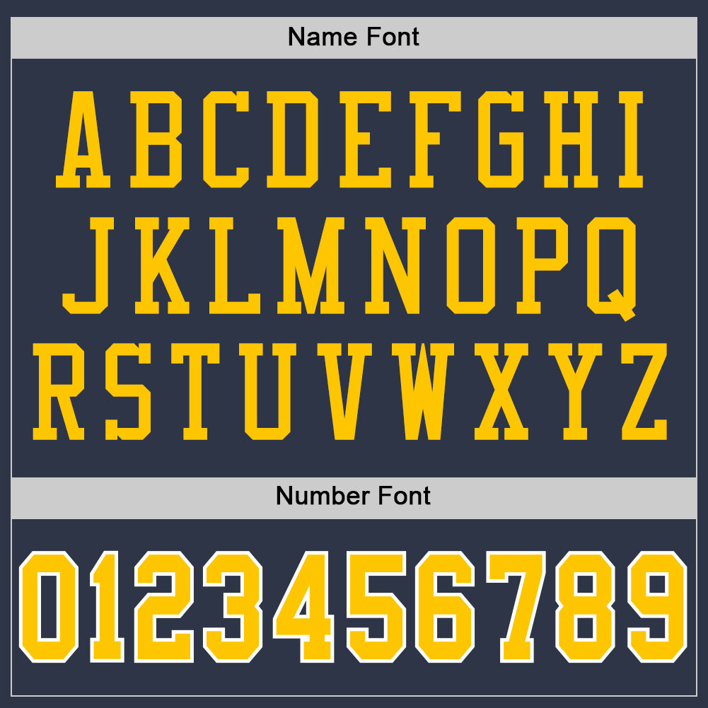 Personalized Navy Gold-White Mesh Authentic Throwback Football Jersey Team Custom Name and Number Custom Name & Number Personalized Navy Gold-White Football Jersey - Authentic Throwback Mesh Team Design Personalized Navy - Image 4
