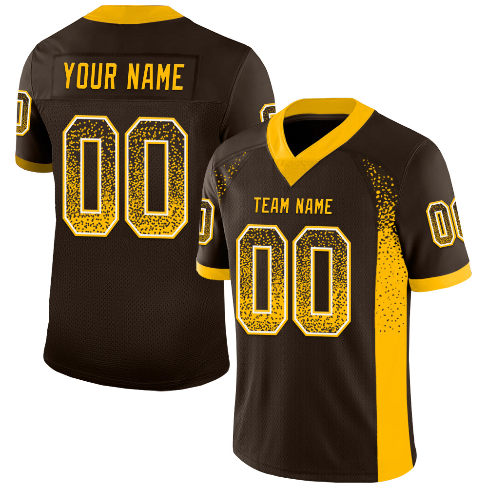 Personalized Navy Gold-White Drift Football Jersey - Stylish Mesh Design Personalized Navy Gold-White Mesh Drift Fashion