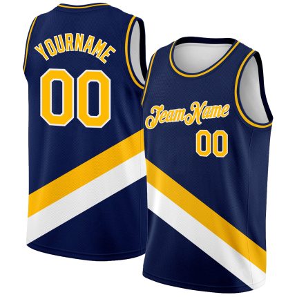Custom Name Number Basketball Jersey - Personalized Navy Gold-White Modern City Edition Personalized Navy Gold-White Modern
