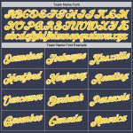 Custom Team Performance T-Shirt Personalized with Gold-White Navy Design, Name & Number Personalized Navy Gold-White Performance