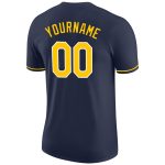 Custom Team Performance T-Shirt Personalized with Gold-White Navy Design, Name & Number Personalized Navy Gold-White Performance