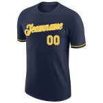 Custom Team Performance T-Shirt Personalized with Gold-White Navy Design, Name & Number Personalized Navy Gold-White Performance