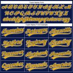 Custom Navy Gold White Golf Polo Shirt with Name and Number - Performance Vapor Design Personalized Navy Gold-White Performance