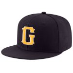 Custom Navy Adjustable Snapback Hat with Gold-White Stitching, Personalized Team Name and Number Personalized Navy Gold-White