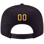 Custom Navy Adjustable Snapback Hat with Gold-White Stitching, Personalized Team Name and Number Personalized Navy Gold-White