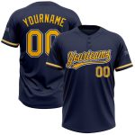 Custom Navy Gold White Softball Jersey Unisex Two-Button Design Personalized Navy Gold-White Two-Button Unisex Softball Jersey